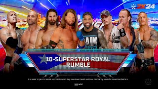 Roman Reigns Cody Rhodes Jhon Cena Undertaker Batista The Rock & More 10 Man Royal Rumble Match..