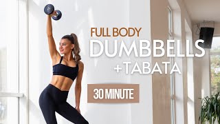 30 MIN FULL BODY DUMBBELLS + TABATA | NO JUMPING workout | warm up cool down included Julia Mazur