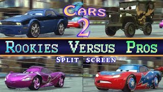 Cars 2 Racing 4 Player Split Screen Rookies Vs Pros Lightning Vs Rod Torque Redline