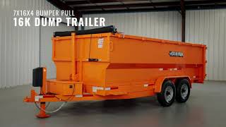 16k LB GVWR Bumper Pull Dump Trailer (Omaha Orange)