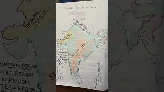 India Main physical features  #map#indiamap#physicalfeaturesofindia #schoolwork #trending #shorts