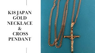 K18 japan gold japan jewelry 2カット　ダブルカット2 cut necklace with cross pendant #182