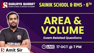 Area & Volume - for Class 6th Maths By Amit Sir || Shaurya Bharat Sainik School