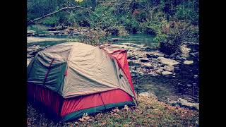 Camping In The Rain Ambience / Rain On Tent With Creek Flowing Nearby / 1 Hour