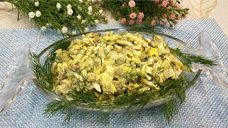 Простой и вкусный рецепт САЛАТА из кальмаров. Праздничный салат.