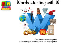 Letter start with W Phonics Letter W words for kids 20 Letter for Toddlers Learning Initial Sounds W