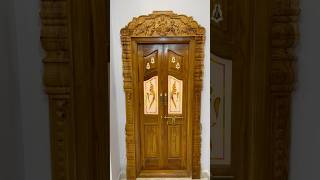 Amazing Wooden Pooja room door design l Teak wood door design Wooden Carving #poojaroomdecoration