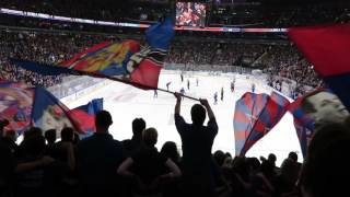 Fans Waving Flags for St. Petersburg SKA KHL Ice Hockey Team