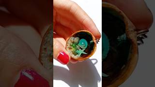 Resin keychain/ how to make resin keychain with walnut skin and resin ocean 🌊