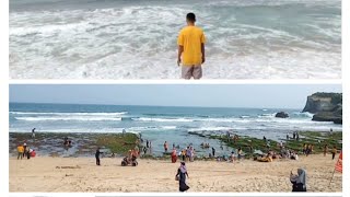 Perbedaan Pantai Klayar di pagi & sore hari