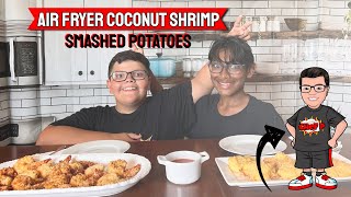 Air Fryer Coconut Shrimp and Smashed Potatoes 🥥 🍤 🥔 😋 🤤