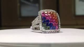 4.00 Carat Rainbow Sapphire Ring in 925 Sterling Silver