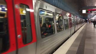 U-Bahn Hamburg: Ausfahrt von DT5 in Überseeqaurtier