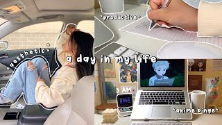 DAILY VLOG | busy day in my life as a college student | work/research tips, cooking & binging anime🌿