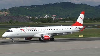 Austrian Airlines Embraer 195 landing at Graz Airport | OE-LWL