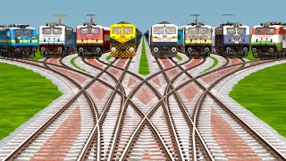 8️⃣ EXPRESS TRAINS CROSSING EACH OTHER AT JUNCTION BUMPY RAILROAD TRACKS | Train Simulator 2024