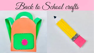 2 Easy Back to School crafts for kids| Popsicle stick pencil✏️& Paper Backpack🎒-Crafts with Toddler