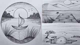 4 vídeos ensinando a desenhar paisagens | como desenhar paisagem com lápis