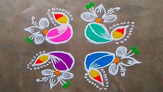 4x2 dots simple diwali rangoli designs for 2024|deepawali muggulu|festival rangoli|diwali 🕯kolam