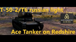 WOT T-50-2 Tier 6 russian light ACE Tanker on Redshire