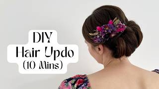 ELEGANT WEDDING GUEST HAIR; in 10 minutes! (sideways french twist)