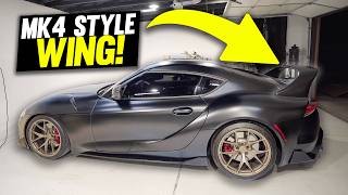 Mk4 Style Supra Wing Install & Custom Paint Job! (Fades Satin Black to Carbon)