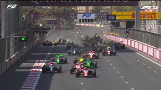 HUGE CRASH in Formula 2 Feature Race | Azerbaijan GP 2024