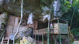 Single mom: Build a bathroom for a cave house. Work to earn money to raise children.