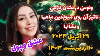 ترنزیت سیاره ونوس به نشان تارس و تاثیر آن روی نشانها و متولدین ماهها