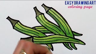 how to draw & coloring ladyfinger for kids || ladyfinger coloring page