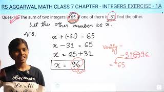 RS Aggarwal Math Class 7 Chapter 1 Integers Ex 1A Q 13 | Basic Math Glory