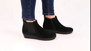 Gabor Ghost Black Suede Womens Wedged Ankle Boots