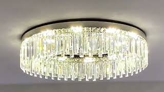 Silver Round Crystal Ceiling Lamp@korewolamp