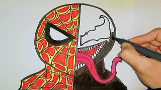 Spider-man vs Venom New style   || Drawing And Coloring|| Awesome Drawing Clips||