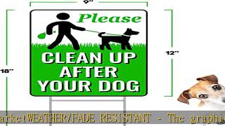 Signs Authority Clean Up After Your Dog Signs 12"x9" with Metal H-Stake | No Poop Signs for Lawn No