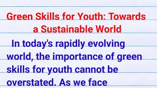 green skills for youth towards a sustainable world essay