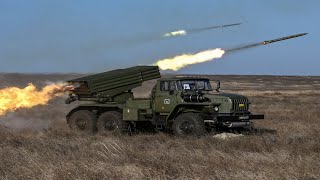 Robot Multiple Rocket Launcher Firing Shells Footages