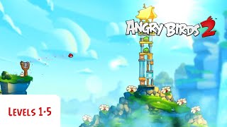 Angry Birds 2 Levels 1-5 tutorial (with all original birds, including Stella)