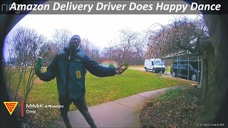 Amazon Delivery Driver Does Happy Dance Caught on Ring Camera | Doorbell Camera Video