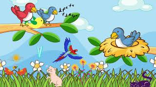 kids cartoon  enjoy with Birds