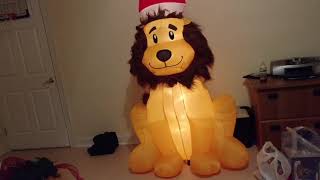 6' Mixed Media Furry Lion wearing Santa Hat by Gemmy Inflatables