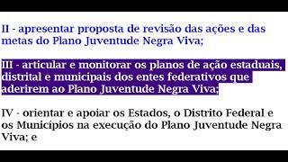 Decreto Federal Institui o Plano Juventude Negra Viva e o seu Comitê Gestor