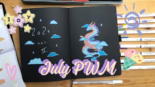 July Bujo setup | ice cream and black bujo