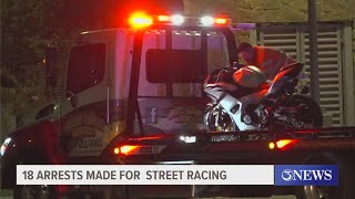 18 arrests for street racing made over the weekend