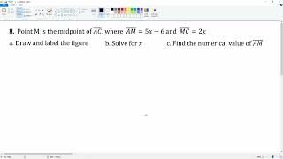 Question 8: Midpoint on a line segment