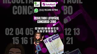 Resultado Lotofácil concurso 3180 #lotofacil