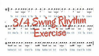 3/4 TIME SIGNATURE SWING RHYTHM EXERCISE FOR RHYTHM AWARENESS #musiclessons  #learningmusic