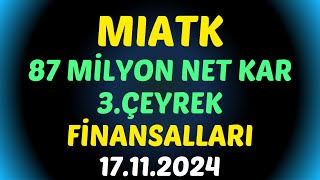 #MİATK 87 MİLYON TL NET KAR 3.ÇEYREK #borsa #hisse #miatk #miateknoloji #yorum #bilanço #MIATK