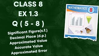 Class 8 Ex 1.3 Q( 5 - 8 ) | Significant Figures ( s.f.) | Decimal Place (d.p.) | Approximated Error