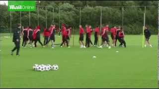 Manchester United team in training ahead of Champions League